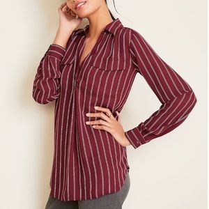 ANN TAYLOR Women’s Striped Camp Shirt XXS NWT